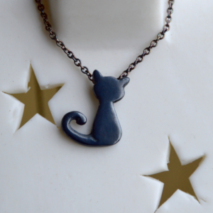 Details about   Painting black cat Necklace for pet lovers Cat Pendant with ears Jewelry black 